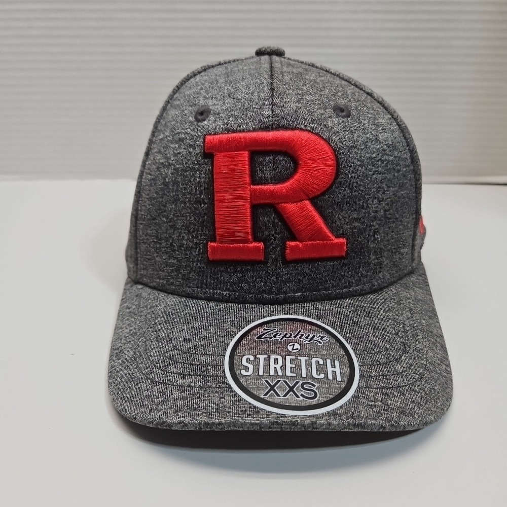 Rutgers Scarlet Knights Hat XXS Fitted Cap Gray Stretch‎ Red NCAA Zephyr